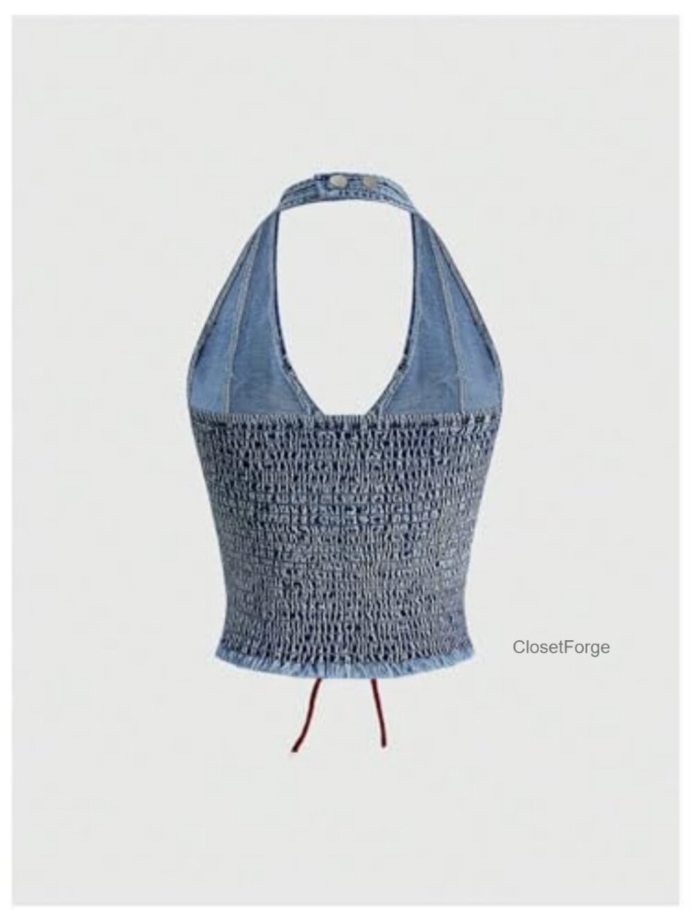 Sleeveless Lace Up Denim Corset Crop Tank Top - Picture 2 of 4